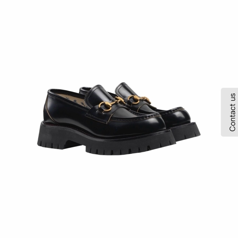 Gucci Black Leather Horsebit Lug Sole Loafers - Picture 2 of 5